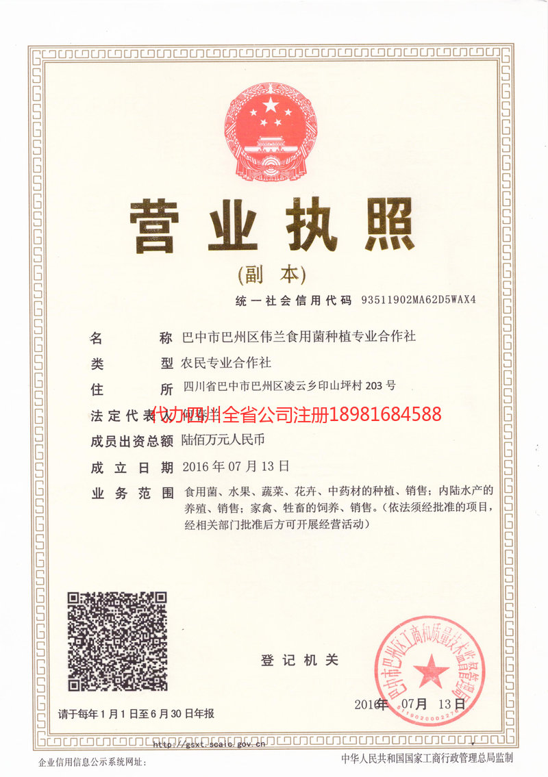 昌邑昌邑伟兰食用菌种植专业合作社